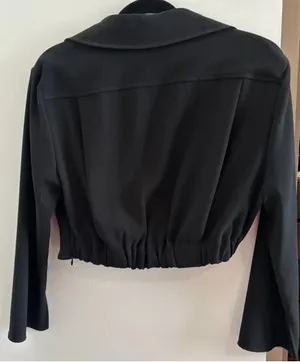 ZARA Black Cropped Tie-Front Jacket XS Long Sleeve Short Womens Casual Solid thumbnail 2