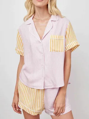 Rails Pajamas Pink And Yellow Striped Size Medium thumbnail 1