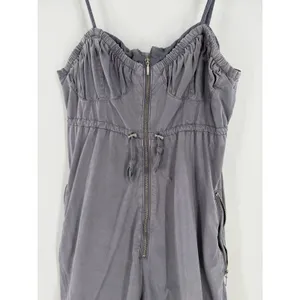 Free People Anthropologie Gray Utility Jumpsuit Sz S Ruched Bust Parachute Pants thumbnail 3