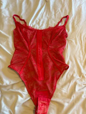 Red lacy bodysuit thumbnail 1