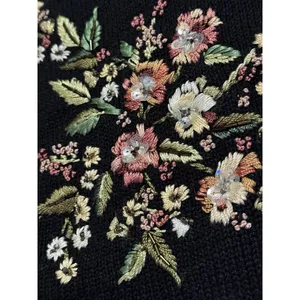 Tiara International‎ Cardigan Sweater Sz L Embroidered Button Floral Sequin 2002 thumbnail 12