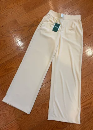 NWT Halara Flex MicroWaffle Wide Leg Cropped Pants Yellow Small Athleisure thumbnail 1