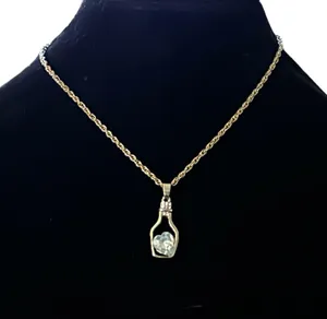 Gold tone pickleball crystal heart pendant necklace thumbnail 1