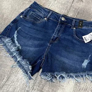 Akira NEW Flex Fit Cut Off Dark Denim Shorts Womens L (29X3.5) High Waist Frayed thumbnail 3