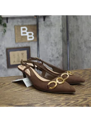 NWT A New Day Tabitha Oversized Chain Sling Back Heels 94305250 Brown 9.5M thumbnail 2