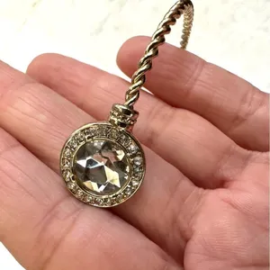 Gold tone rhinestone open bangle bracelet thumbnail 2