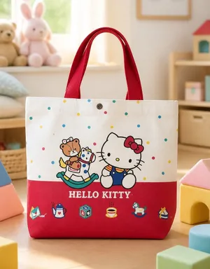 Sanrio Hello Kitty White/Red Canvas Medium Size Tote Bag NWT thumbnail 1