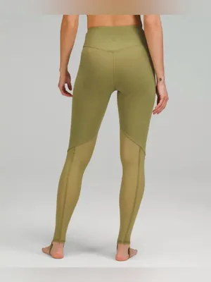 ✨ Lululemon Nulu Crisscross Mesh‎ Stirrup Tight Olive Green Leggings Sz 6 ✨ thumbnail 2