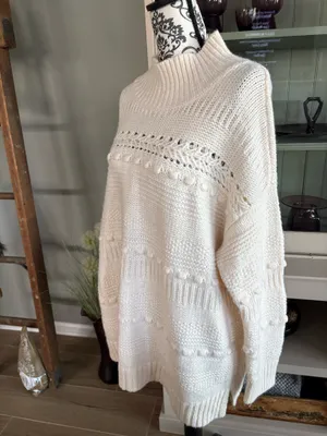 Blue and gray size XL beige high neck, sweat sweater thumbnail 4