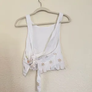 NWOT Free People Kayla Solid Embroidered Cropped Blouse Top thumbnail 7