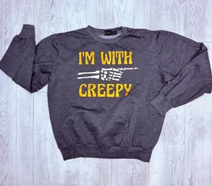 Mad engine I’m with creepy long sleeve sweater sweatshirt xl shirt Halloween thumbnail 1