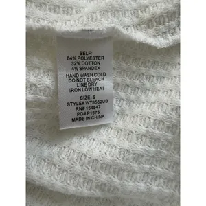 Flawless White Waffle Knit‎ V-Neck Oversized Long Sleeve Top WT8562UB Small thumbnail 5