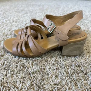 Korks Kork Ease Sandals Womens 8 Cilla Shoes Strappy Heel Tan Leather‎ Comfort thumbnail 3