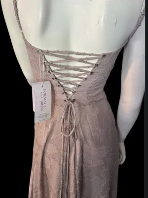 Floral Jacquard Spaghetti Strap Corset Back Maxi Dress Taupe Size 2 NWT thumbnail 4
