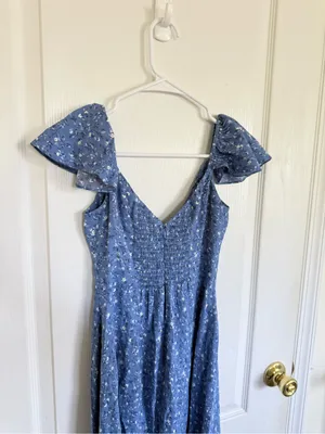 Reformation Baxley Midi Dress in Marie Blue Floral thumbnail 9