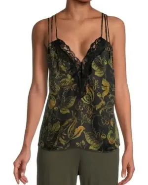 NWT Free People Off the Coast Cami Lace Black Strappy Relaxed Fit Elegant Tank thumbnail 1