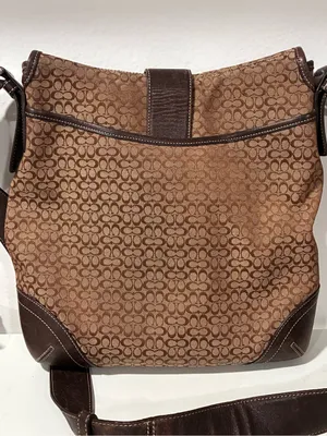 Coach Solo Shoulder Bag Brown‎ Signature C Buckle Flap Leather Canvas thumbnail 4