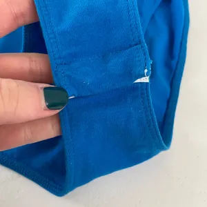 EUC ZARA women’s bright‎ blue off-shoulder ruffle sleeve fitted bodysuit large thumbnail 4