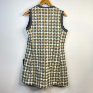 Vintage 60s 70s Patty Woodard Wool houndstooth Plaid Long mod Vest womens 10 S M thumbnail 7