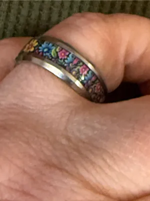 Floral Enamel Stainless Steel Band Ring - Multicolor thumbnail 3