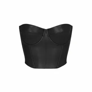 SKIMS Onyx Black Faux Leather Look Corset Bustier Underwire Top Sz S Whimsigoth thumbnail 2