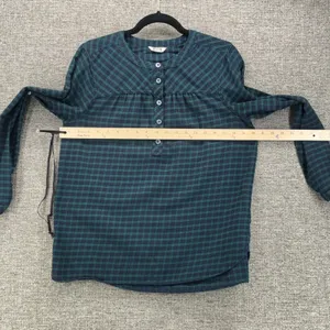 Duluth Trading Co Seawool‎ Plaid Henley Top Green Blue Long Sleeve 3237-97 thumbnail 12