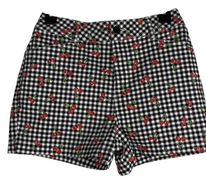 Bagatelle Collection Cherry Gingham Shorts Black White Red Check Size 4 NWT‎ thumbnail 1