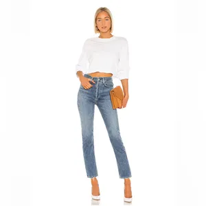 AGOLDE Riley High Rise Straight Crop Jeans Rigid Cotton‎ Denim thumbnail 2