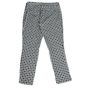 Tory Burch Women’s Callie Jaquard Seamed Black Ivory Mid Rise Cropped Pants Sz 8 thumbnail 6