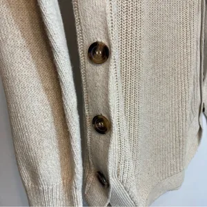 RD Style Knit Cotton Blend Cream Buttons Crew Neck Pullover Sweater Medium thumbnail 4