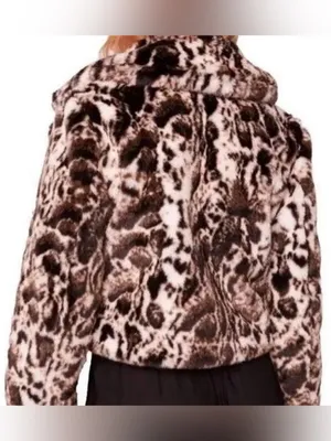 Free People Band of The Free Open Front Crop Faux Furlvory/Black Jacket Medium thumbnail 4