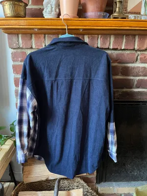 Amazon Navy Contrast Shacket thumbnail 4