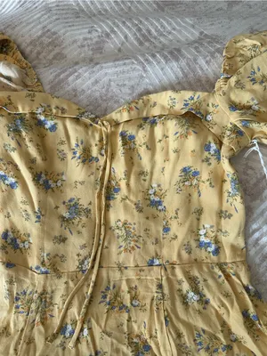 Reformation Yellow Floral Puff-Sleeve Mini Dress thumbnail 7