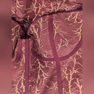 Rtr sz0 Katie May Venus Jumpsuit red wine lace gold shimmer metallic skinny 1 PC thumbnail 8