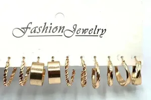 Gold Hoop Dangle Stud‎ Earring Set of 5 Fashion Jewelry NWT #E200 thumbnail 1