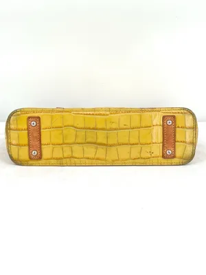 Dooney & Bourke Croco Embossed Sunburst Yellow Leather Lexington Shopper Tote thumbnail 12