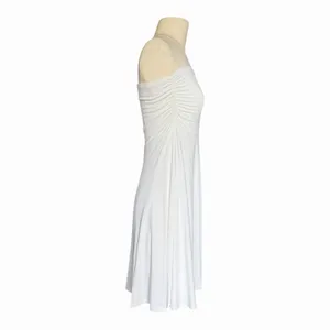 OGL Strapless Midi Dress Pure White Ruched Stretch A Line NWT Small thumbnail 2