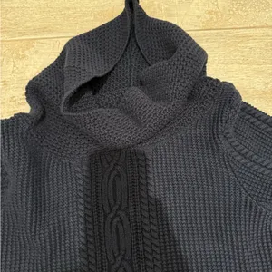 Nautica Navy Blue Cowl Neck Cable Knit Sweater Size Medium thumbnail 3
