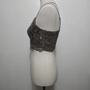 Buckle Willow & Root Grey Lace Cami Crop Top Spaghetti Strap Lingerie Tank Sz M thumbnail 3