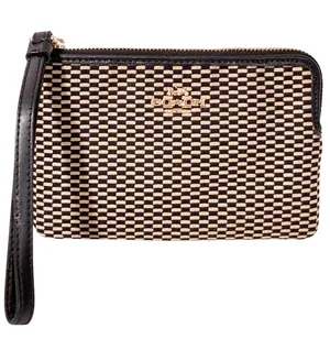 Coach Purse Wristlet with Legacy Print - Milk/Black Wallet thumbnail 1