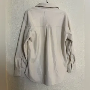 Abercrombie and Fitch Faux Leather jacket cream color size Small oversized fit thumbnail 7