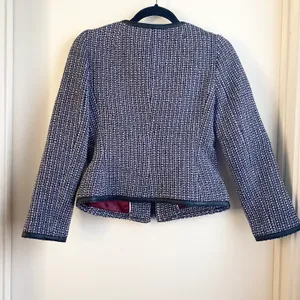 Banana Republic Navy Blue & White Tweed Blazer Jacket thumbnail 2