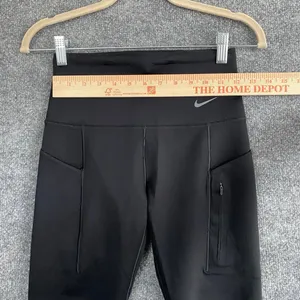 Nike Go Dri-Fit Black Leggings Pockets Zipper Activewear Gym Workout Sporty thumbnail 4