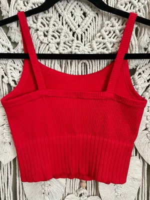 Workout Crop Ribbed Tank Red Size XS thumbnail 4