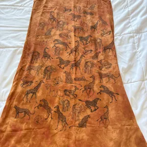 Vintage National Wildlife Federation Safari Animal Print Maxi Dress Rust Cotton thumbnail 3