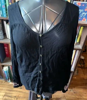 Billabong floral bell sleeve boho flowy scoop neck S blouse thumbnail 1