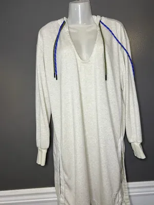 FP Movement Dress Womens Small White Hooded French Terry Sweater Midi Lounge thumbnail 2