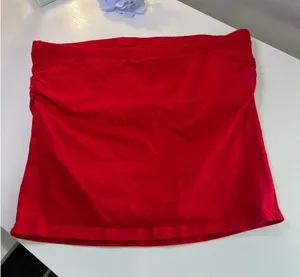 Y2K HATOPANTS‎ Red Ruched Tube Top Strapless Cotton Spandex XL Womens thumbnail 1