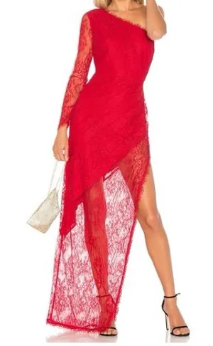 Lovers + Friends Red Lace Asymmetrical Maxi Dress Size XS thumbnail 1