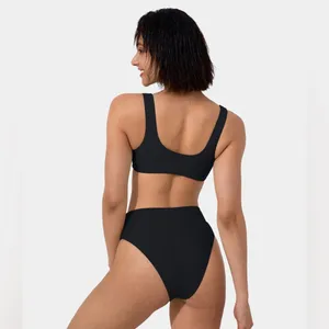Halara Solid U Neck Bikini Top Swimsuit Small Women’s Black NWT thumbnail 5